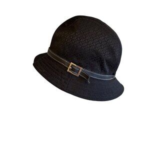 Talbots Black Bucket Hat With Leather Trim &‎ Polyester Lining